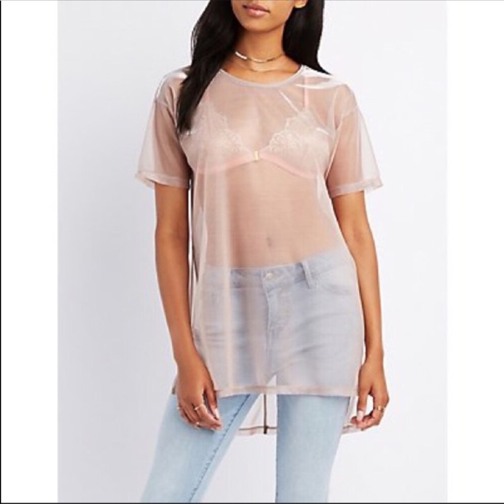 CR | Pink Metallic Mesh Tunic